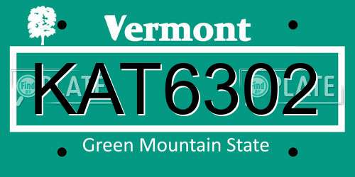 KAT6302 Vermont License Plate