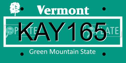 KAY165 Vermont License Plate