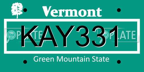 KAY331 Vermont License Plate