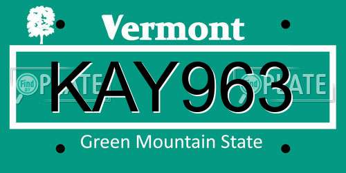 KAY963 Vermont License Plate