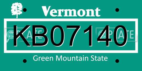KB07140 Vermont License Plate