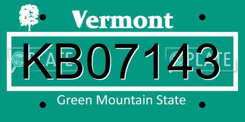 KB07143 Vermont License Plate