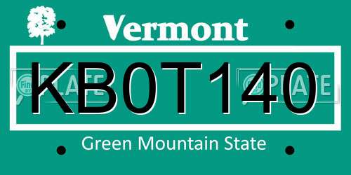 KB0T140 Vermont License Plate