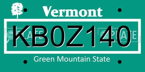 KB0Z140 Vermont License Plate