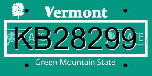 KB28299 Vermont License Plate