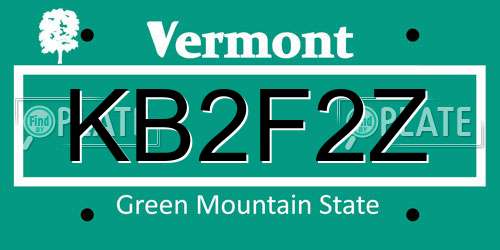 KB2F2Z Vermont License Plate