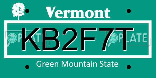 KB2F7T Vermont License Plate