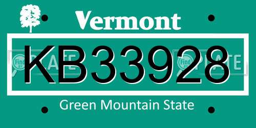 KB33928 Vermont License Plate