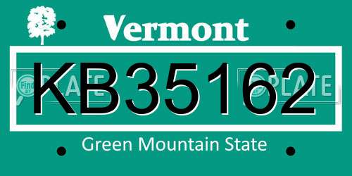 KB35162 Vermont License Plate