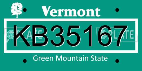 KB35167 Vermont License Plate