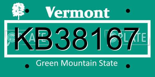 KB38167 Vermont License Plate