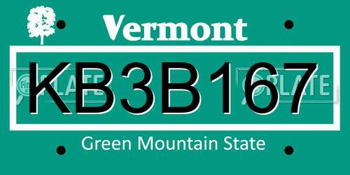 KB3B167 Vermont License Plate