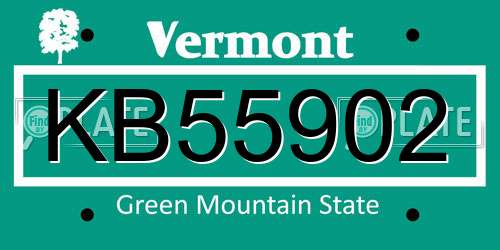 KB55902 Vermont License Plate