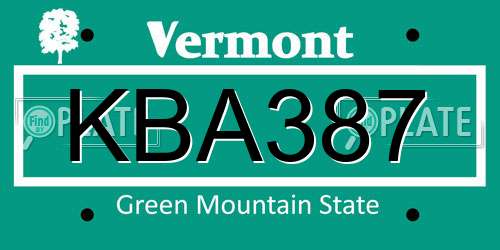KBA387 Vermont License Plate