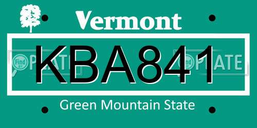 KBA841 Vermont License Plate