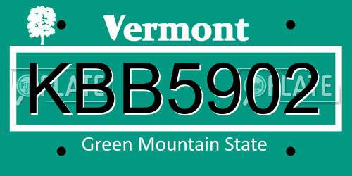 KBB5902 Vermont License Plate