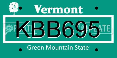 KBB695 Vermont License Plate