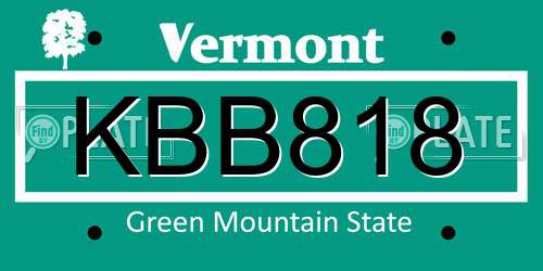 KBB818 Vermont License Plate