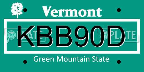 KBB90D Vermont License Plate