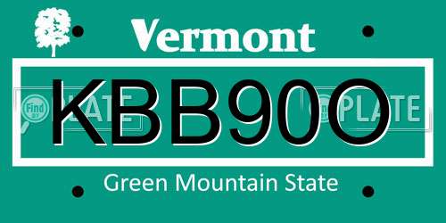 KBB90O Vermont License Plate