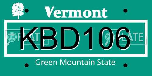 KBD106 Vermont License Plate