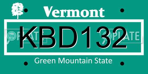 KBD132 Vermont License Plate
