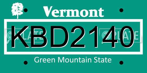 KBD2140 Vermont License Plate