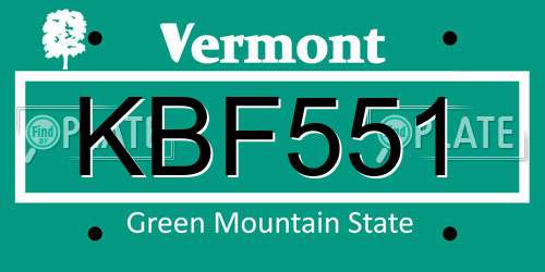 KBF551 Vermont License Plate