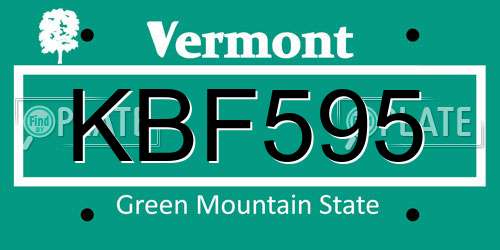 KBF595 Vermont License Plate