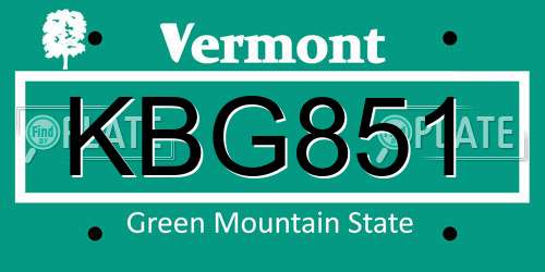KBG851 Vermont License Plate