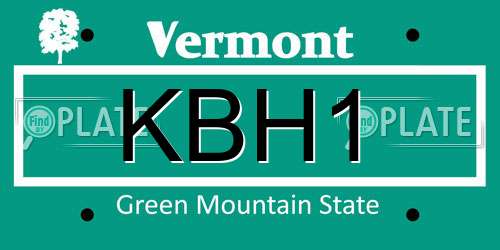 KBH1 Vermont License Plate