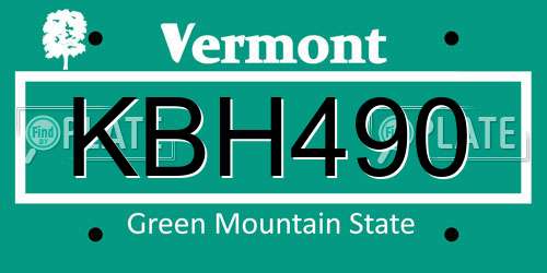 KBH490 Vermont License Plate