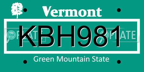 KBH981 Vermont License Plate