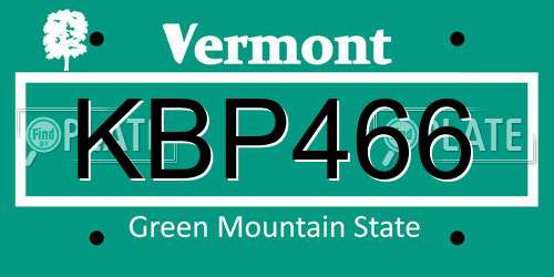 KBP466 Vermont License Plate