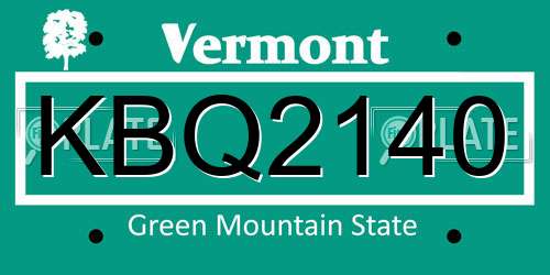 KBQ2140 Vermont License Plate