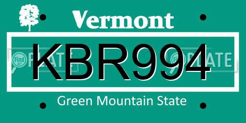 KBR994 Vermont License Plate