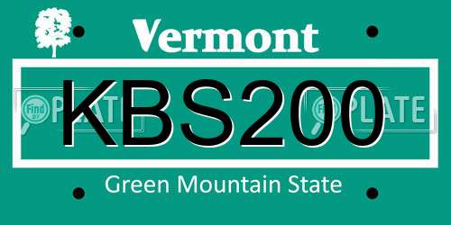 KBS200 Vermont License Plate
