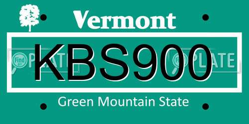KBS900 Vermont License Plate