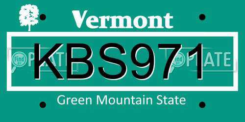 KBS971 Vermont License Plate
