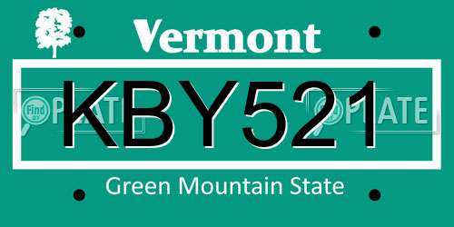 KBY521 Vermont License Plate