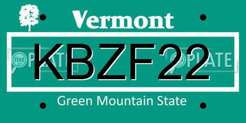KBZF22 Vermont License Plate