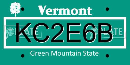KC2E6B Vermont License Plate