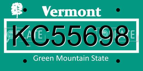 KC55698 Vermont License Plate