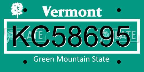 KC58695 Vermont License Plate