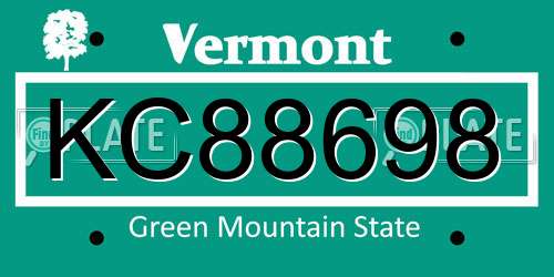 KC88698 Vermont License Plate