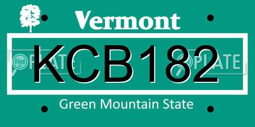 KCB182 Vermont License Plate