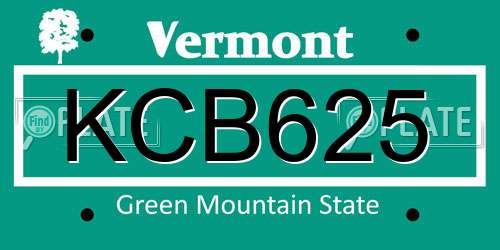 KCB625 Vermont License Plate