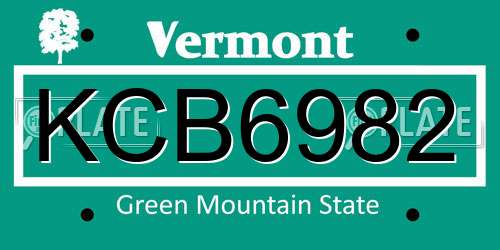 KCB6982 Vermont License Plate