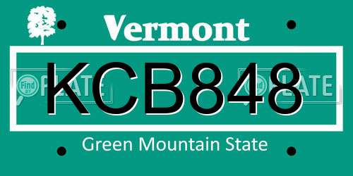 KCB848 Vermont License Plate