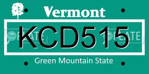 KCD515 Vermont License Plate